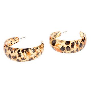 Half Of Round Acrylic Leopard Grain Earring