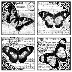 Crafty Individuals Unmounted Rubber Stamp 4.75 X7 Pkg  Four Beautiful Butterflies