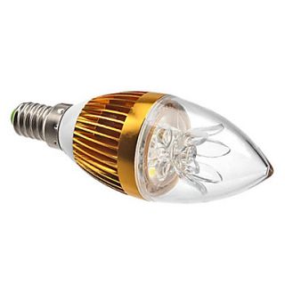 Dimmable E14 3W 270LM 6000 6500K Natural White Light Golden Shell LED Candle Bulb (220V)