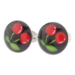 10 mm Cherry Symbol Stainless Steel Stud Earrings