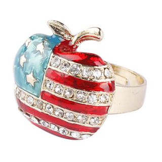 The Stars and The Stripes Apple Shape Gold Plate Ring