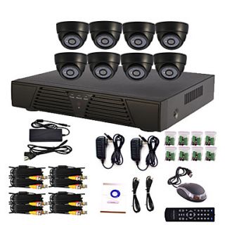 8 Channel Home and Office DIY CCTV DVR System(P2P Online,8 Indoor Dome Camera)