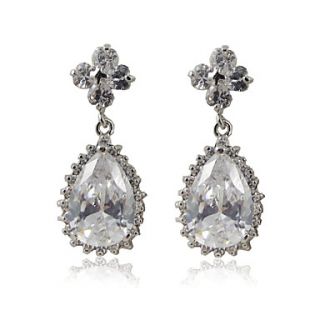 Lovely Platinum Plated Cubic Zirconia Earrings