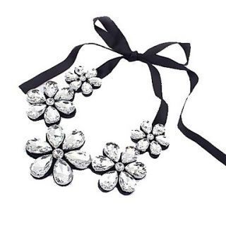 Womens Sweet Crystal Flowers Necklace