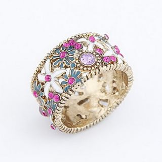 Alloy Zircon Hollow out Chrysanthemum Pattern Ring(Assorted Colors)