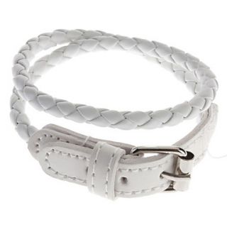 Long Braided Leather Bracelet(White)