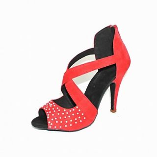 Customized Womens Suede Ankle Strap Latin / Ballroom Dance Shoes With Rhinestone (More Colors)