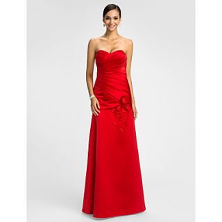 A line Sweetheart Floor length Satin Bridesmaid Dress(605516)