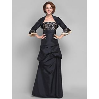 A line Strapless Floor length Taffeta And Lace Mother of the Bride Dress (605559)