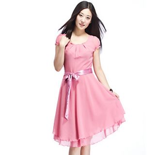 Womens Belted Pleated Dress