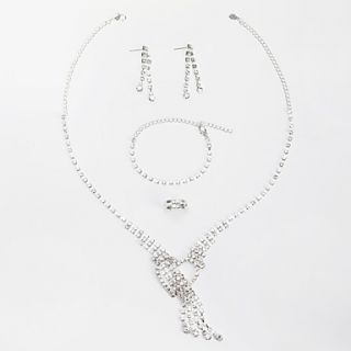 Gorgeous Alloy With Rhinestone Womens Jewelry Set Including Necklace,Earrings,Bracelets,Rings