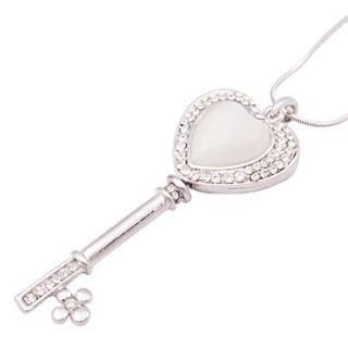 Cute Alloy Zircon Opal Key Pattern Necklace(Silver)