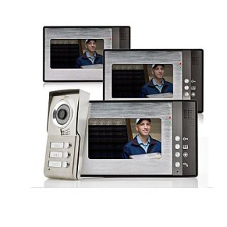 Night Vision 7 Video Door Phone For Neighbours 3 Families Apartments Cheap Set