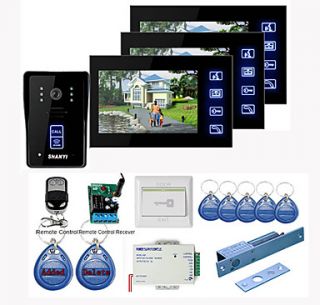 New 7 Touch Panel Video Door phone System with 3 Monitors(RFID keyfobs,Electric Bolt Lock,Remote Control)