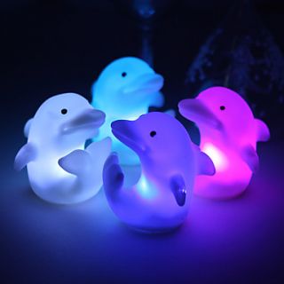 Lovely Vinyl Dolphin LED Lamp   Set of 4 (Color Changing, Built in Botton Cell)