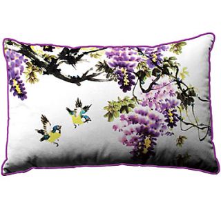 Birds Grape Pattern Print Velet Decorative Pillow Cover