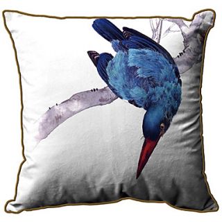 Blue Bird Pattern Print Velet Decorative Pillow Cover