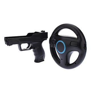 Racing Steering Wheel for Wii/Wii U Remote and Light Gun for Wii/Wii U (Black)