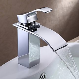Water Fall Chrome Finish Contemporary Stainless Steel Bathroom Sink Faucet