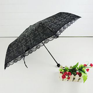 Black Flowers Patterned Gothic Lolita Umbrella