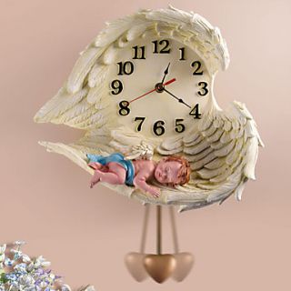 15 Sleeping Angel Polyresin Wall Clock with Pendulum