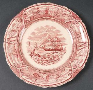 Masons American Marine Pink (Scalloped) Luncheon Plate, Fine China Dinnerware  