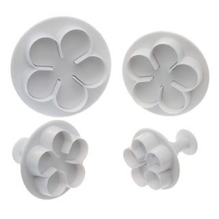 5 Petals Flower Shaped Cookie Cutter with Plunger (4pcs)