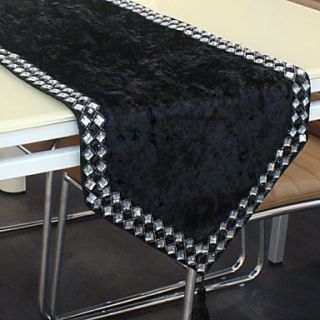 Modern Black Sequins Embellished Velet Table Runner