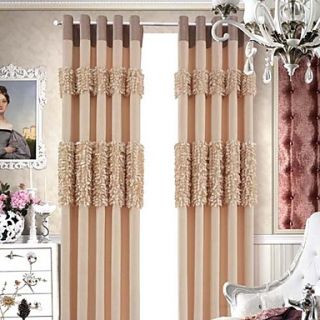 (One Pair) Modern Chenille leaves Lined Curtain