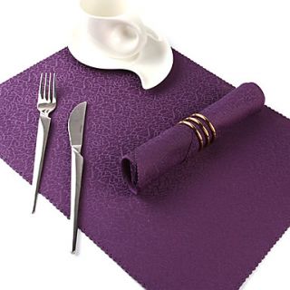 Set of 4 Modern Purple Floral Polyester Placemats