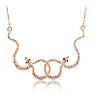 Gold Plated Alloy Double Snake Twisted Pattern Necklace
