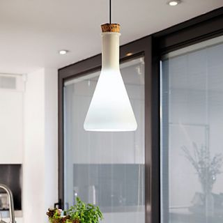 60W Contemporary Pendant Light with Glass Shade in Flask Design