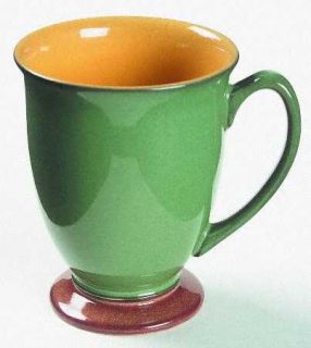 Denby Langley Spice Footed Mug, Fine China Dinnerware   Yellow/Brown/Green/Blue