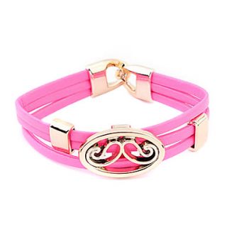 Gold Plated Alloy Musatche Pattern Leather Bracelet(Assorted Colors)