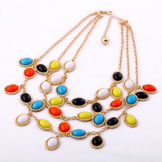 Fluorescence Candy Color Layered Bib Necklace