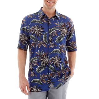 Island Shores Short Sleeve Button Front Shirt, Navy, Mens