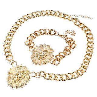 Lion Head Necklace Bracelet Set