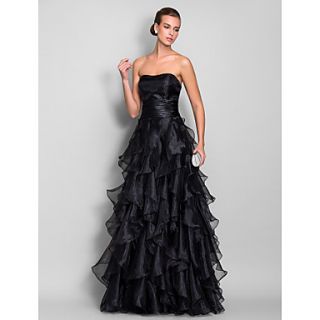A line Sweetheart Floor length Organza And Stretch Satin Evening/Prom Dress (663685)