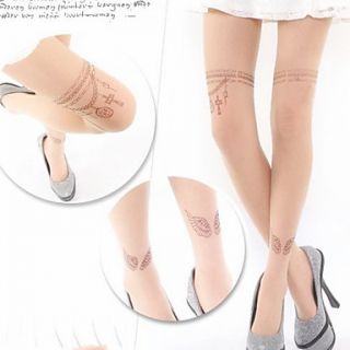 Cross Necklace Pattern Flesh Colored Sweet Lolita Stockings