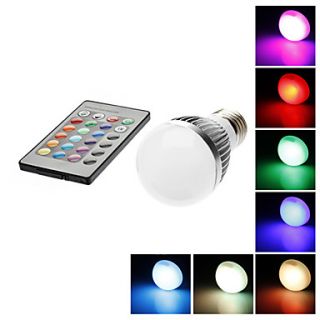 E27 3W RGB Light IR Remote Controlled LED Ball Bulb (85 265V)