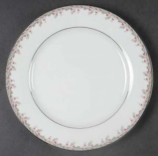 Noritake Petite Salad Plate, Fine China Dinnerware   Pink Flowers, Green/Gray&Br
