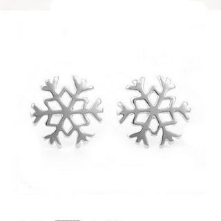 Fashion Sterling Silver Snowflakes Shaped Stud Earrings