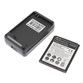 3.7V 2500mAh Battery and USB Charger for Samsung Galaxy S3 I9300
