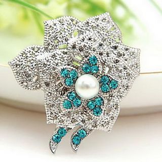 Gorgeous Alloy With Rhinestone/Pearl Flower Shaped Brooch(Random Color Delivery)
