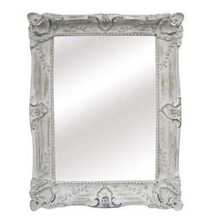 Antique White Traditional Rectangular 30 inch Wall Mirror