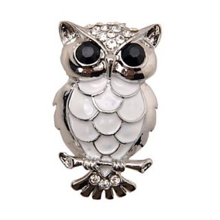 Unique Silver Plated Alloy With Rhinestone Owl Shaped Brooch