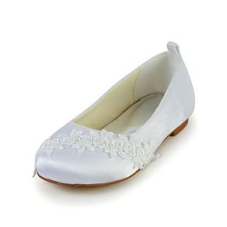Pretty Satin Flat Heel Closed toes Flats with Flower Flower Girls Shoes(More Colors)