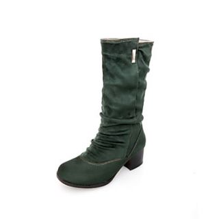 Amazing Suede Chunky Heel Ruched Mid calf Boots Casual/Party Shoes(More Colors)