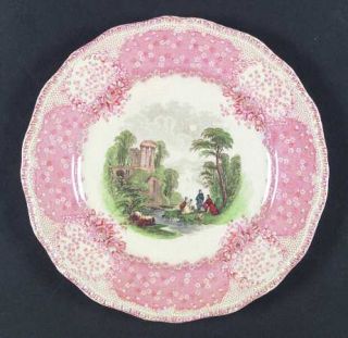 Royal Doulton Chatham Luncheon Plate, Fine China Dinnerware   Pink Border,People