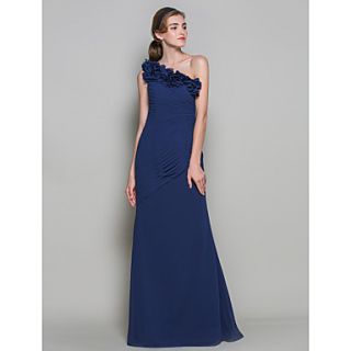 Sheath/Column One Shoulder Floor length Chiffon Bridesmaid Dress (722125)